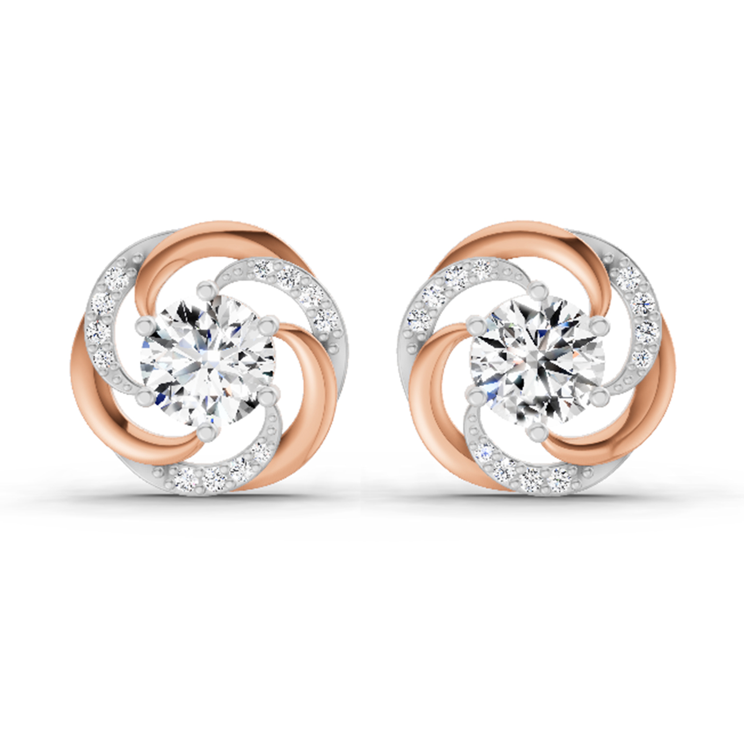 1.76 Ct Round Swirl Earrings | 14K Rose Gold