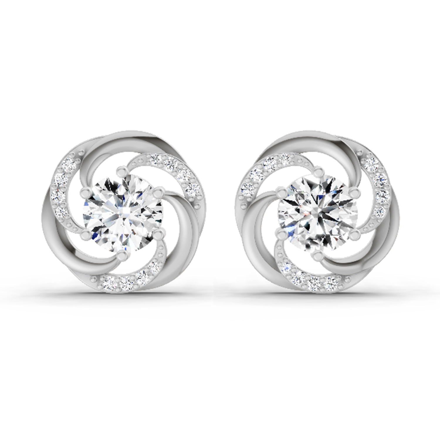 1.76 Ct Round Swirl Earrings | 14K Yellow Gold