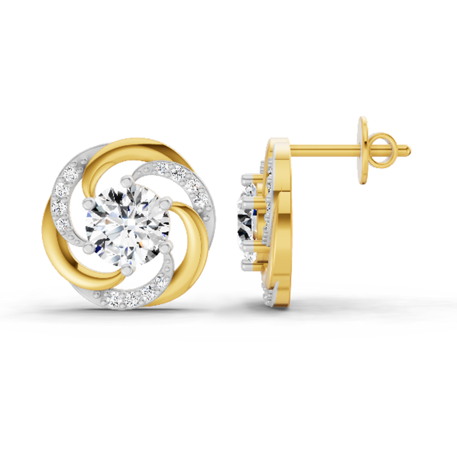 1.76 Ct Round Swirl Earrings | 14K Yellow Gold