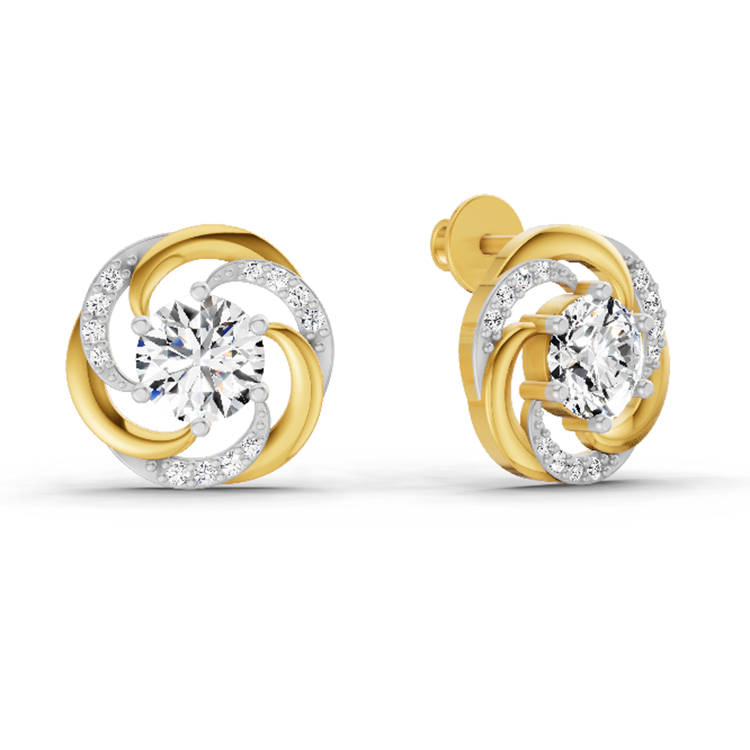 1.76 Ct Round Swirl Earrings | 14K Yellow Gold