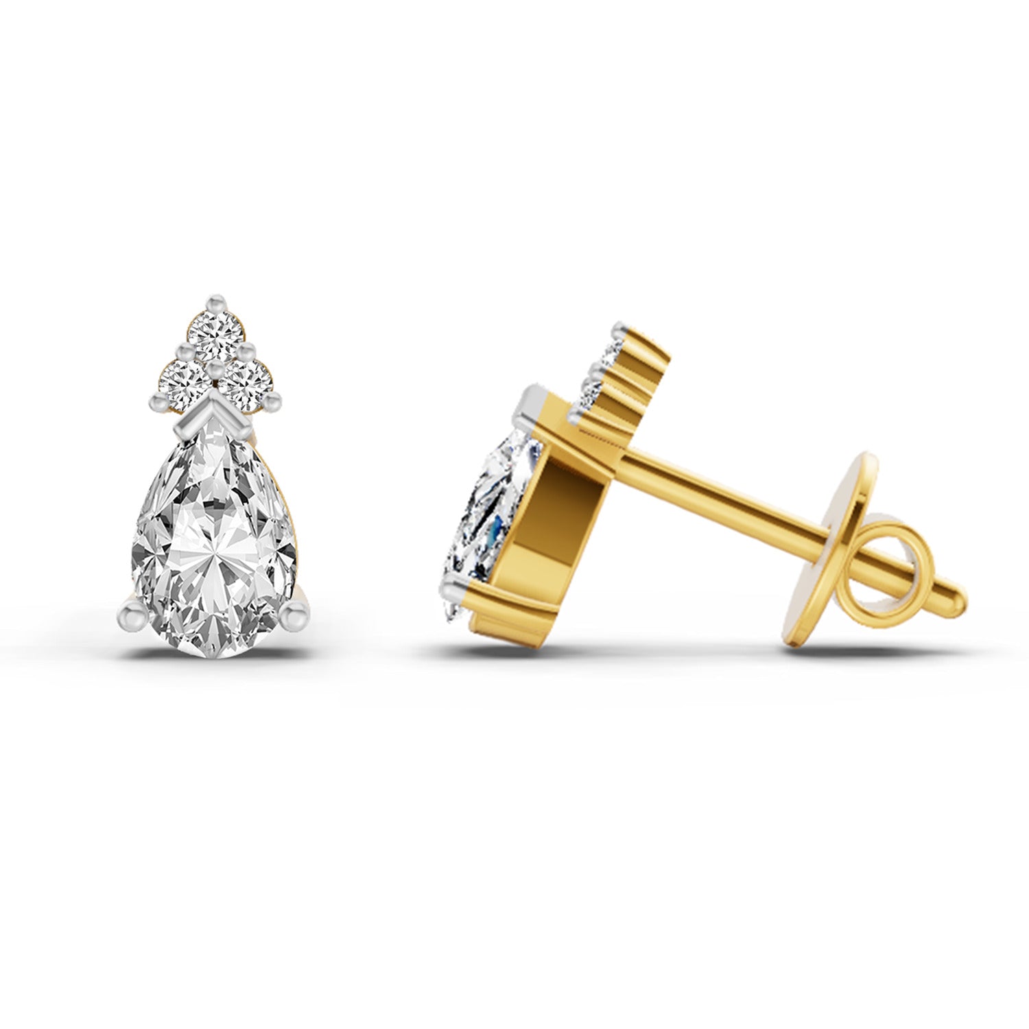 0.75 Ct Pear Stud Earrings | 14K Rose Gold  FG VS Quality Diamonds