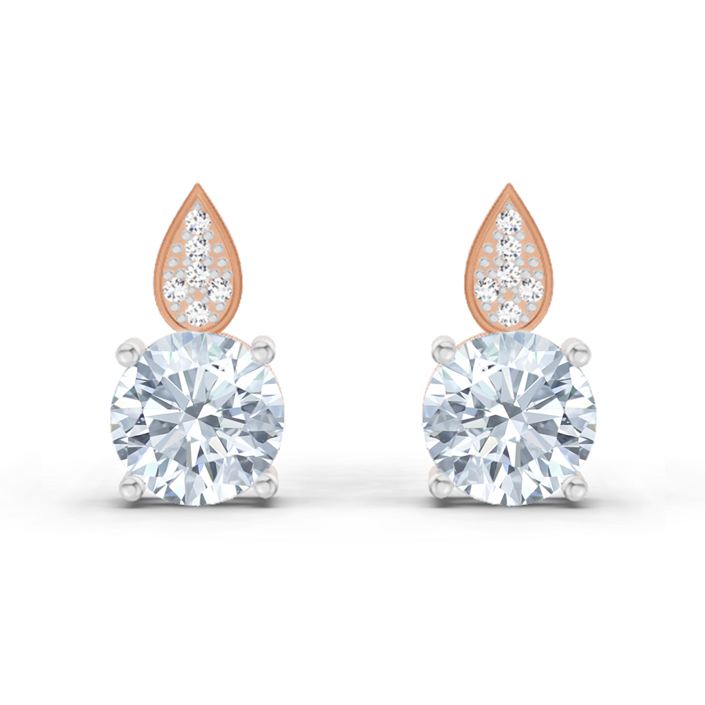 1.64 Ct Round Dangle Earrings | 14K Rose Gold