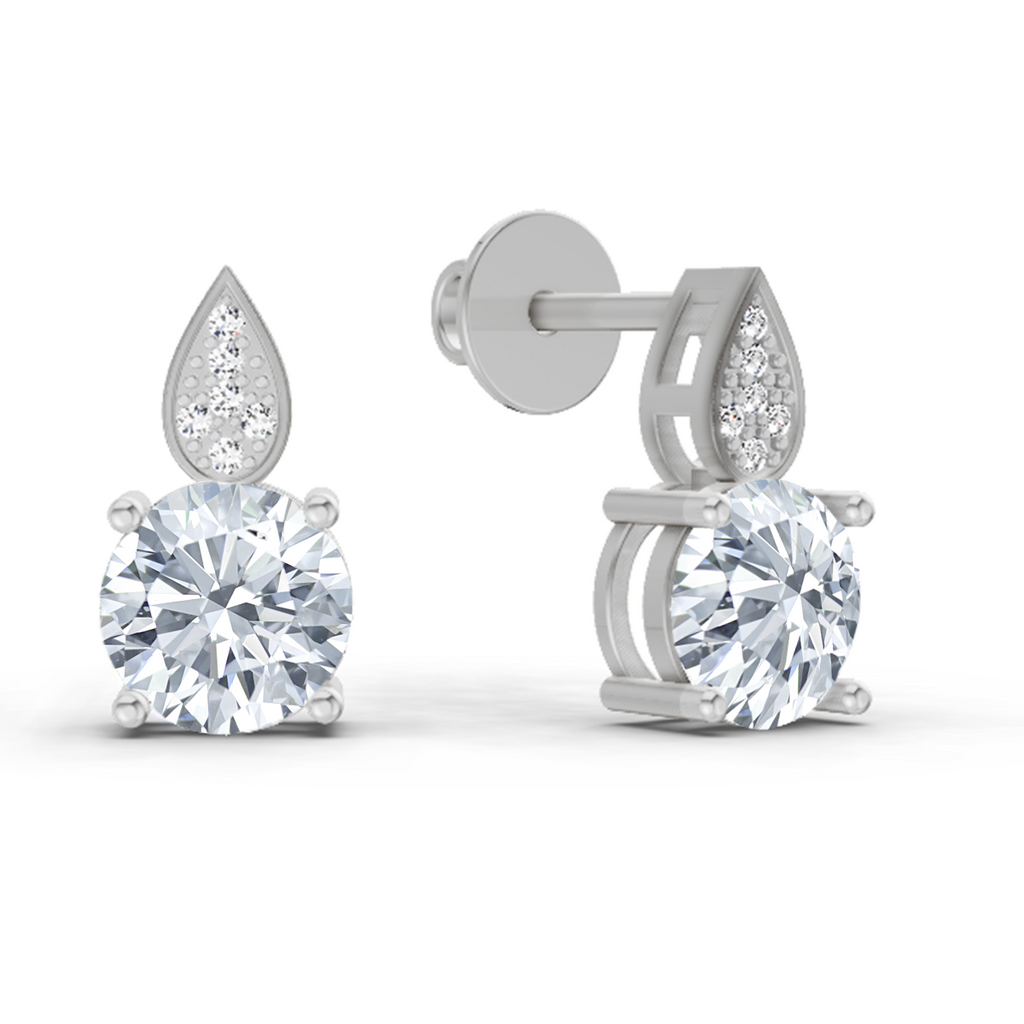 1.64 Ct Round Dangle Earrings | 14K Rose Gold