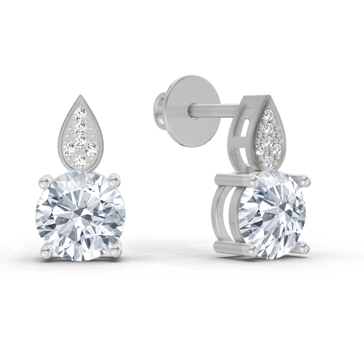 1.64 Ct Round Dangle Earrings | 14K Rose Gold