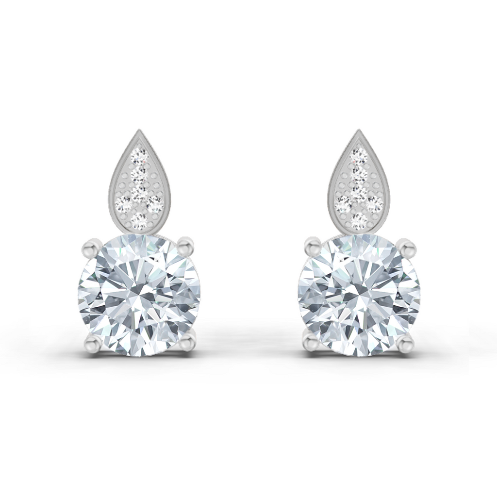 1.64 Ct Round Dangle Earrings | 14K Rose Gold