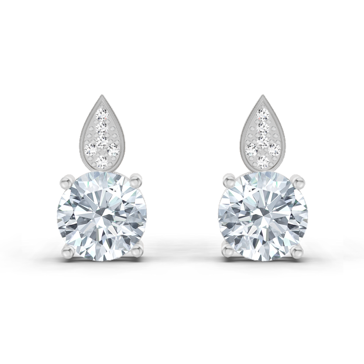 1.64 Ct Round Dangle Earrings | 14K Rose Gold