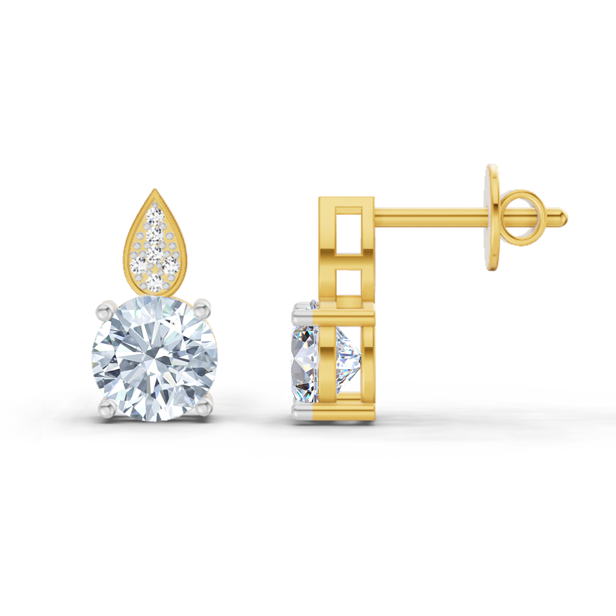 1.64 Ct Round Dangle Earrings | 14K Rose Gold