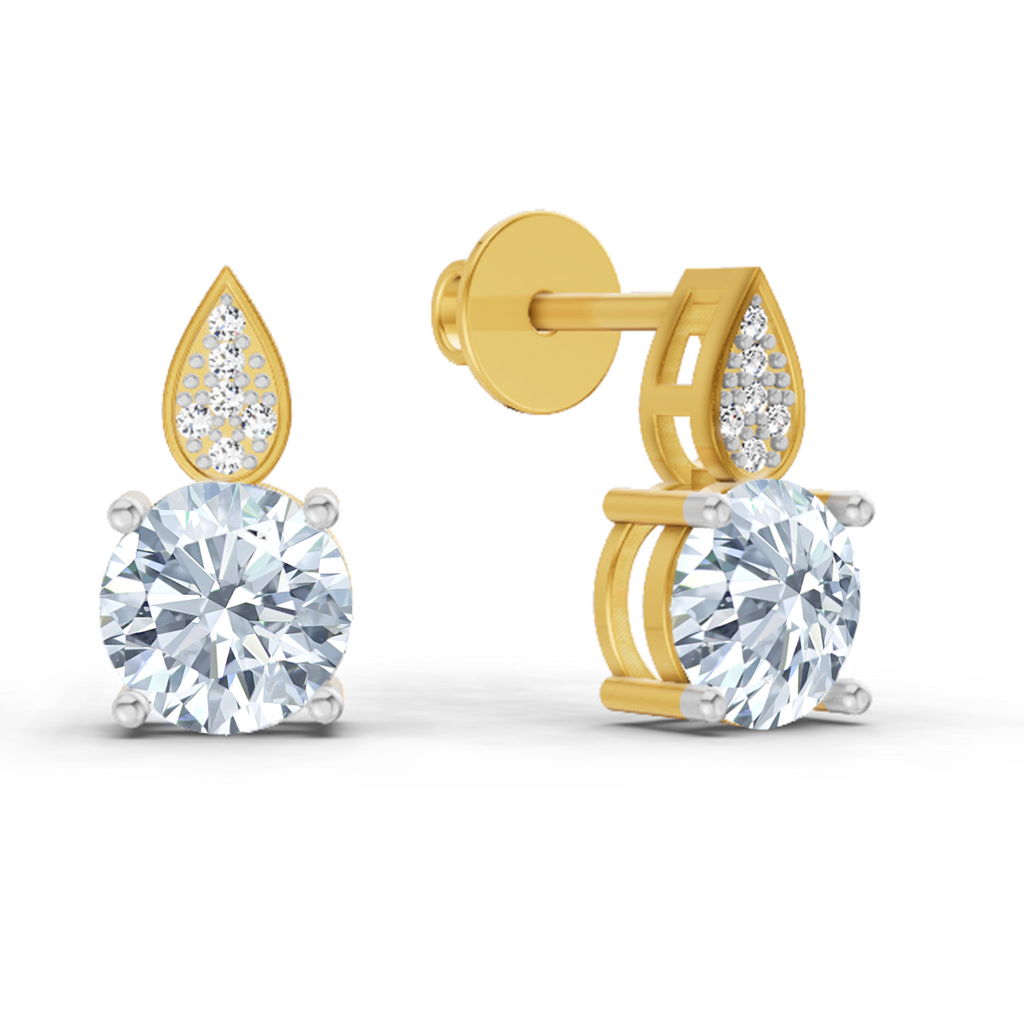 1.64 Ct Round Dangle Earrings | 14K Rose Gold
