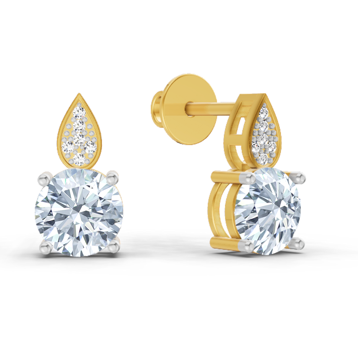 1.64 Ct Round Dangle Earrings | 14K Rose Gold