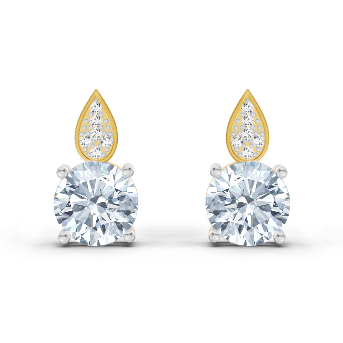 1.64 Ct Round Dangle Earrings | 14K Rose Gold
