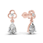 1.22 Ct Pear Shape Dangle Diamond Earrings | 14K Rose Gold