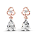 1.22 Ct Pear Shape Dangle Diamond Earrings | 14K Rose Gold