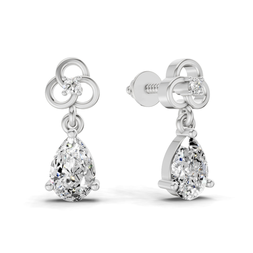 1.22 Ct Pear Shape Dangle Diamond Earrings | 14K Rose Gold
