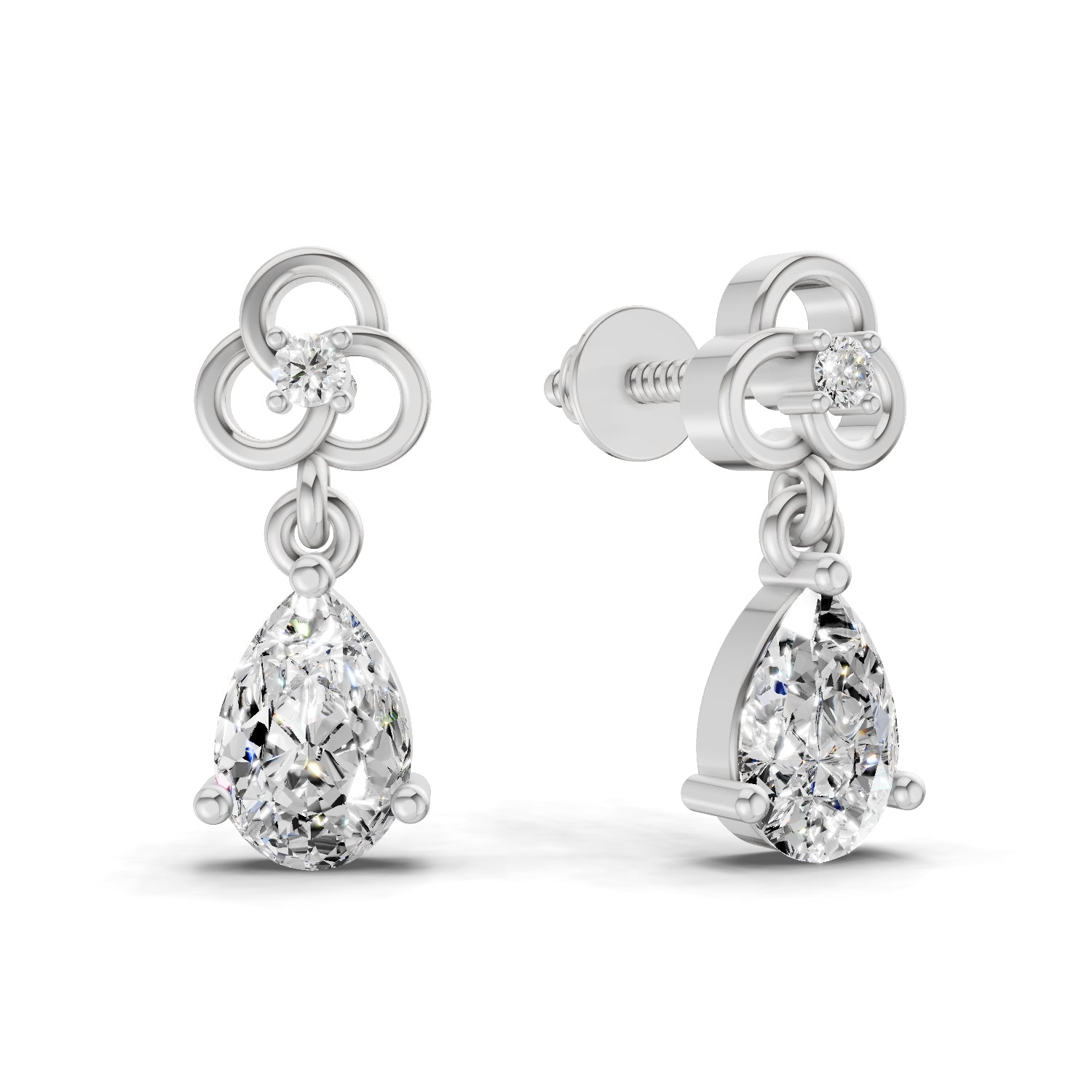 1.22 Ct Pear Shape Dangle Diamond Earrings | 14K Rose Gold