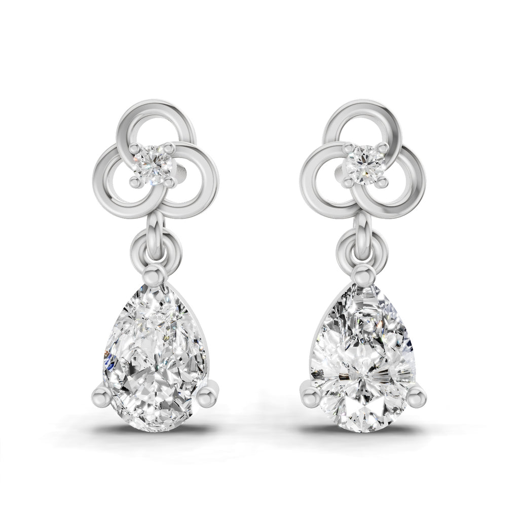 1.22 Ct Pear Shape Dangle Diamond Earrings | 14K Rose Gold