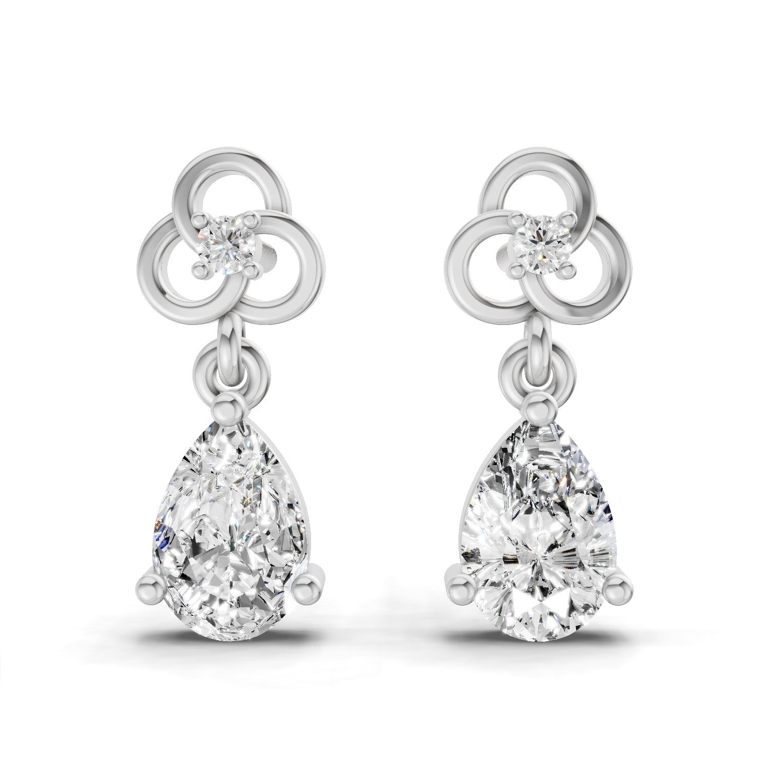 1.22 Ct Pear Shape Dangle Diamond Earrings | 14K Rose Gold
