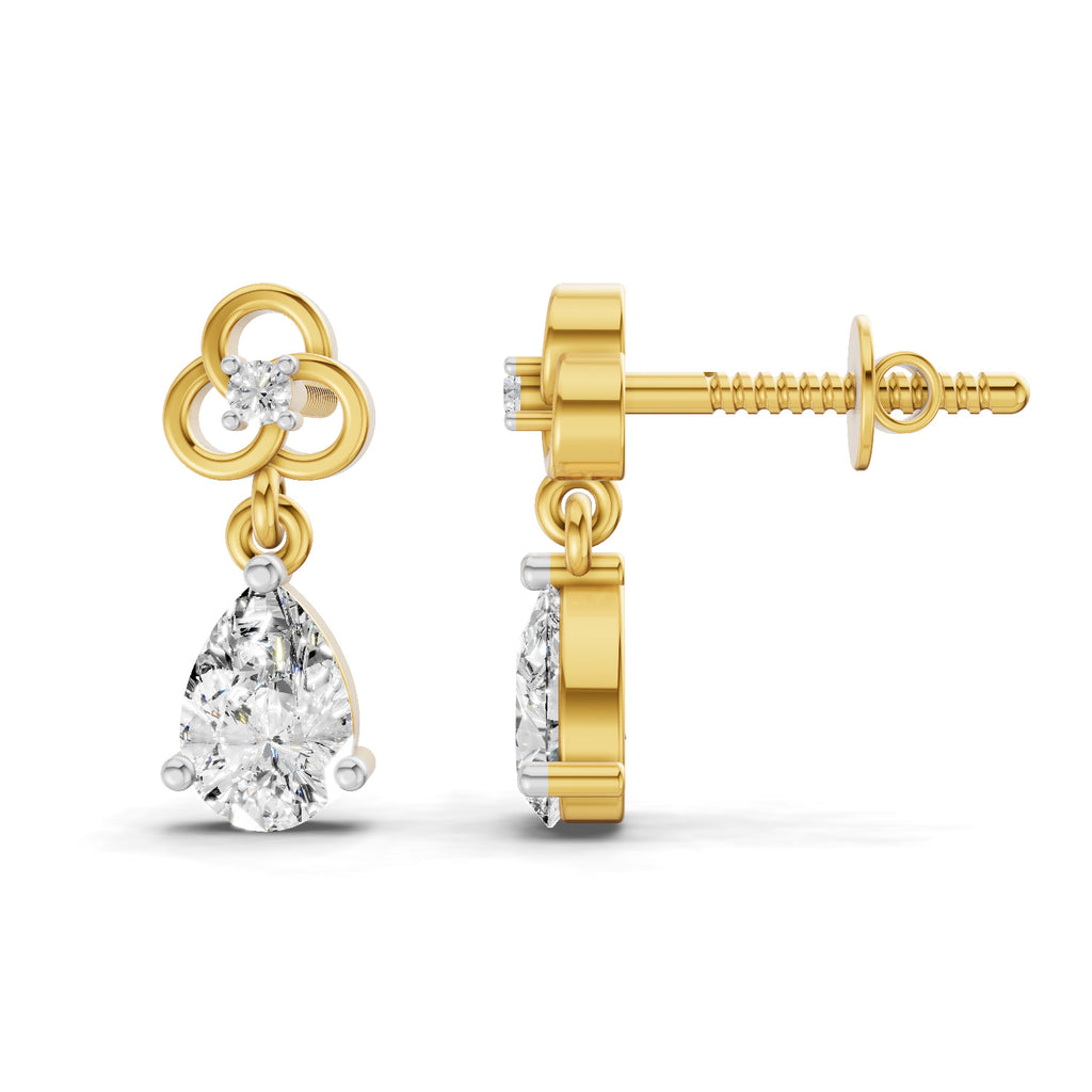 1.22 Ct Pear Shape Dangle Diamond Earrings | 14K Rose Gold
