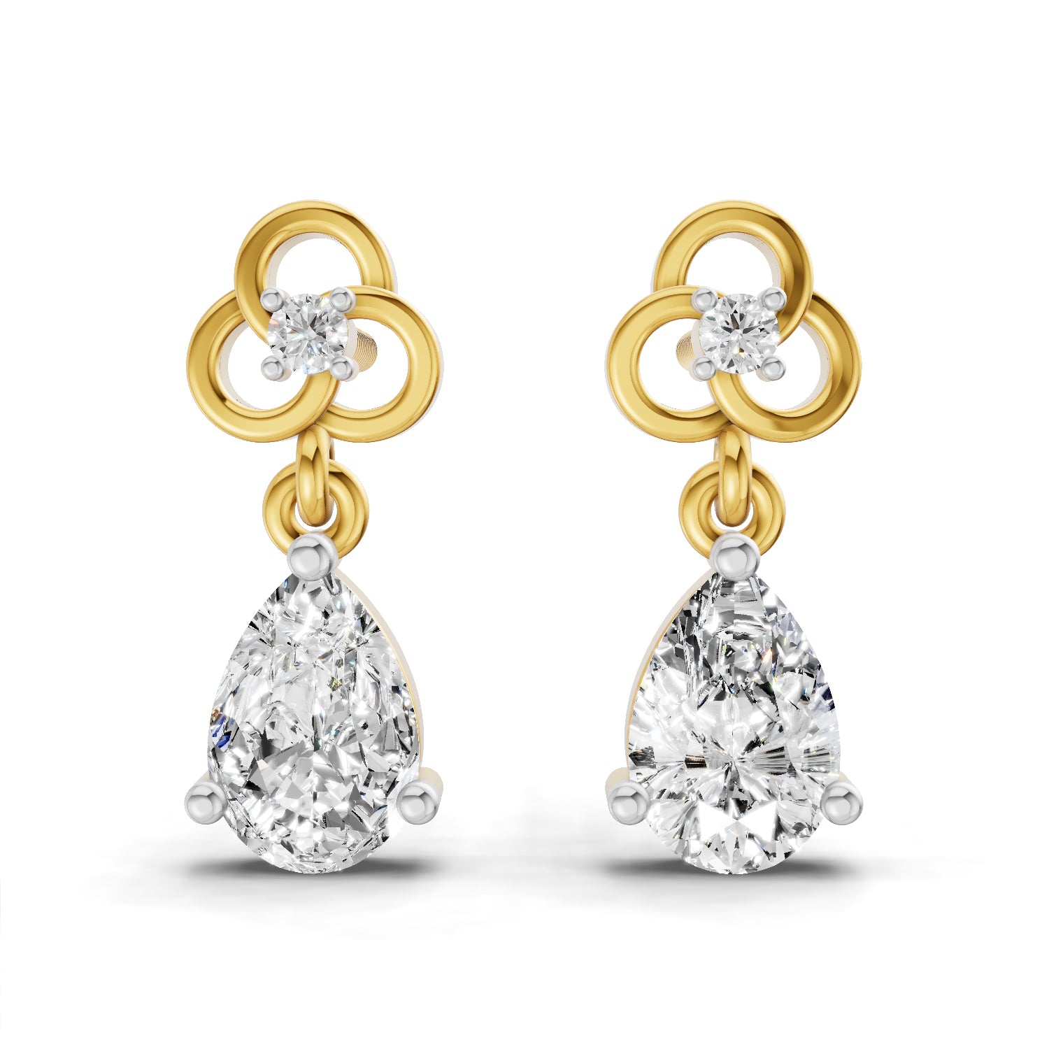 1.22 Ct Pear Shape Dangle Diamond Earrings | 14K Rose Gold