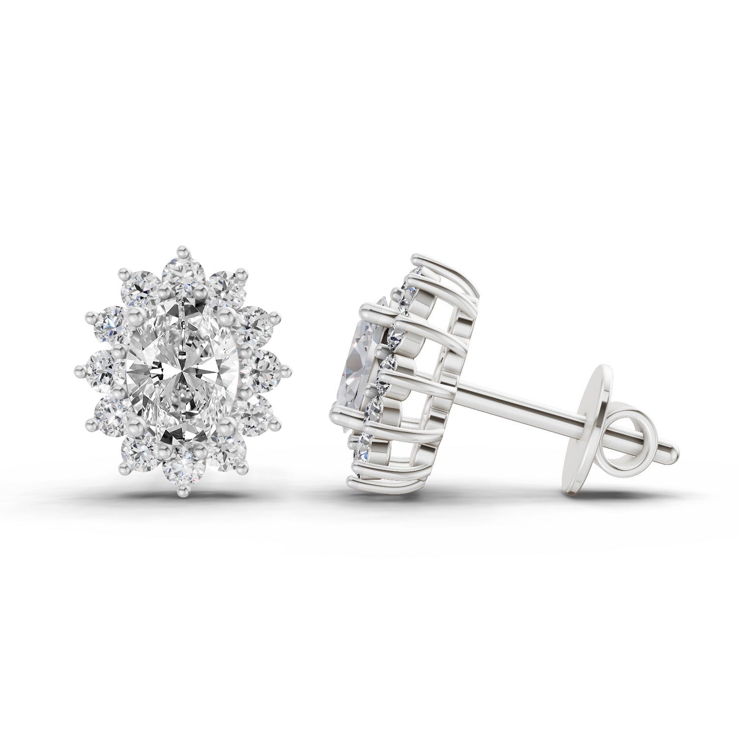 0.80 Ct  Oval Cluster Diamond Stud Earrings | 14K Rose Gold