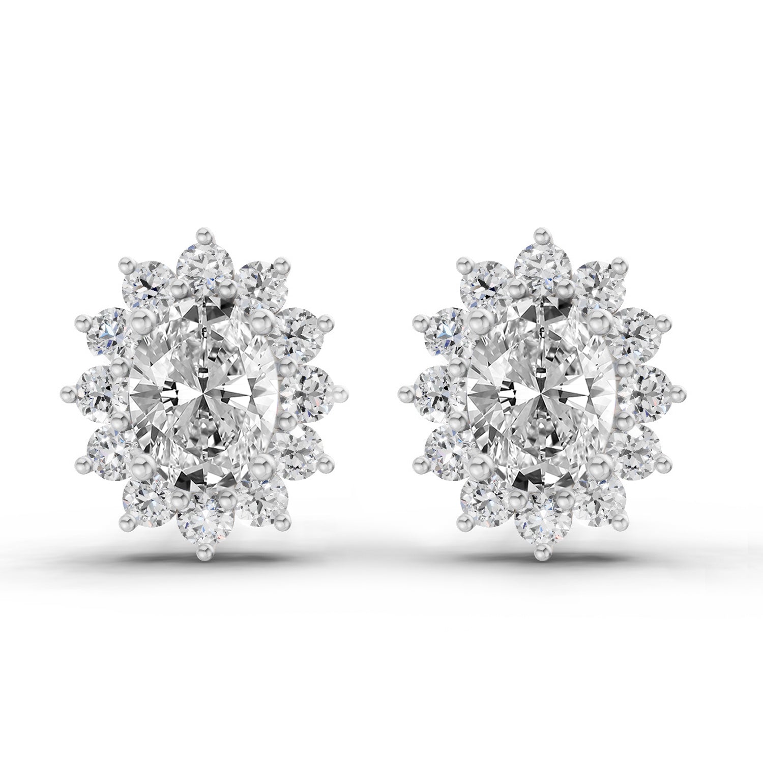 0.80 Ct  Oval Cluster Diamond Stud Earrings | 14K Rose Gold