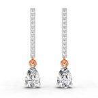 1.11 Ct Pear Shape Dangle Diamond Earrings | 14K Rose Gold