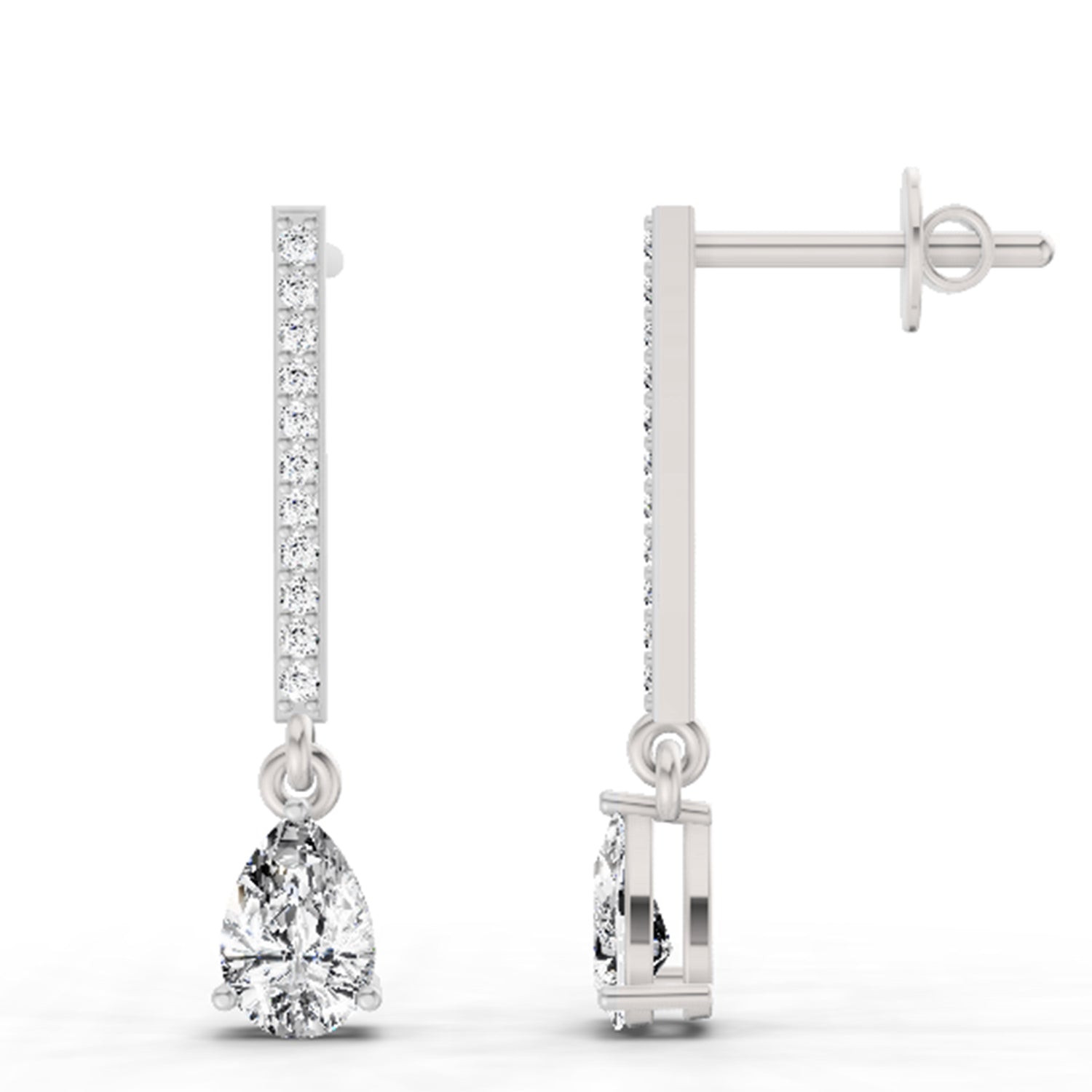 1.11 Ct Pear Shape Dangle Diamond Earrings | 14K Rose Gold