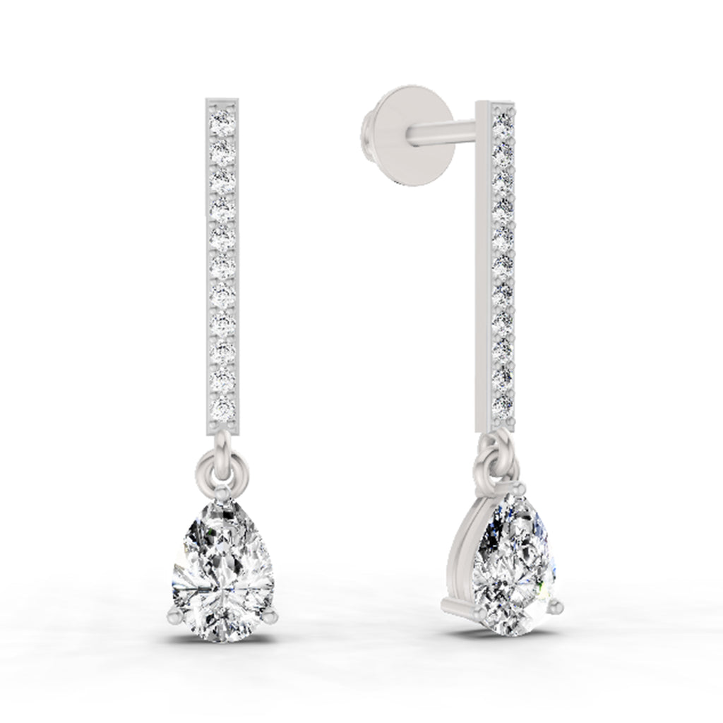 1.11 Ct Pear Shape Dangle Diamond Earrings | 14K Rose Gold