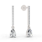 1.11 Ct Pear Shape Dangle Diamond Earrings | 14K Rose Gold