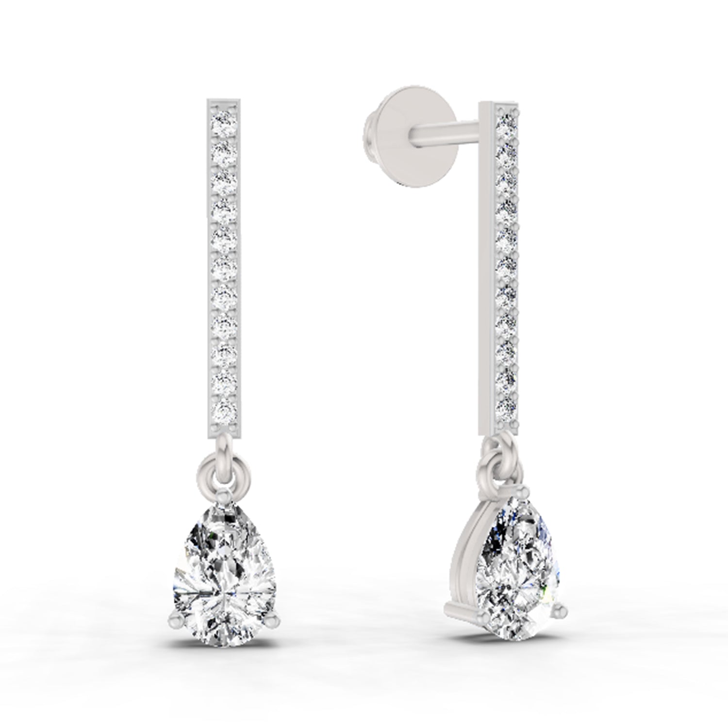 1.11 Ct Pear Shape Dangle Diamond Earrings | 14K Rose Gold