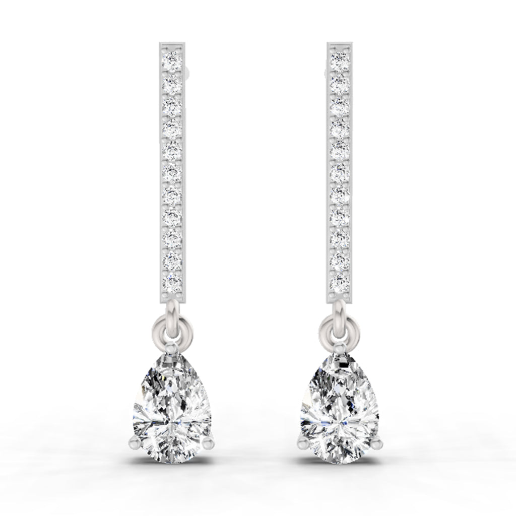 1.11 Ct Pear Shape Dangle Diamond Earrings | 14K Rose Gold