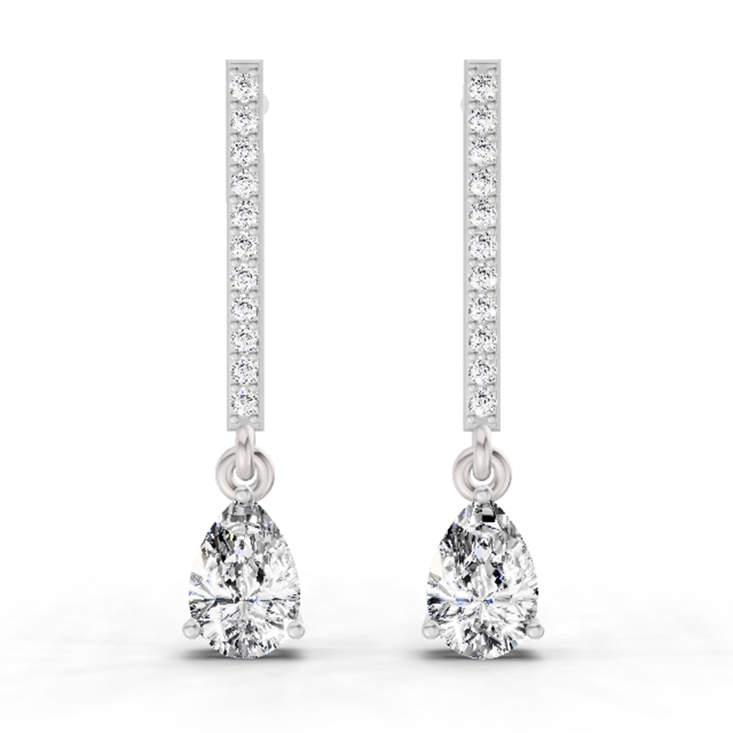 1.11 Ct Pear Shape Dangle Diamond Earrings | 14K Rose Gold