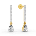 1.11 Ct Pear Shape Dangle Diamond Earrings | 14K Rose Gold