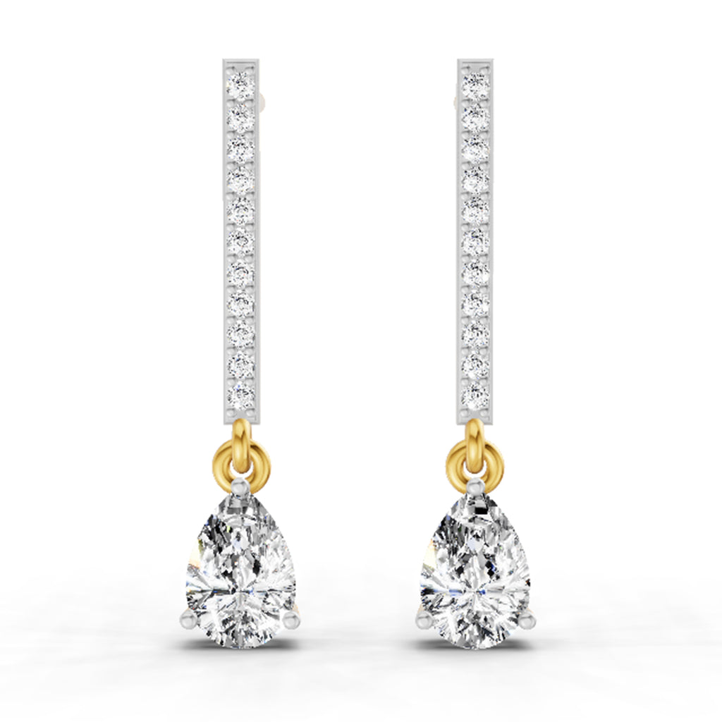 1.11 Ct Pear Shape Dangle Diamond Earrings | 14K Rose Gold
