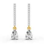 1.11 Ct Pear Shape Dangle Diamond Earrings | 14K Rose Gold