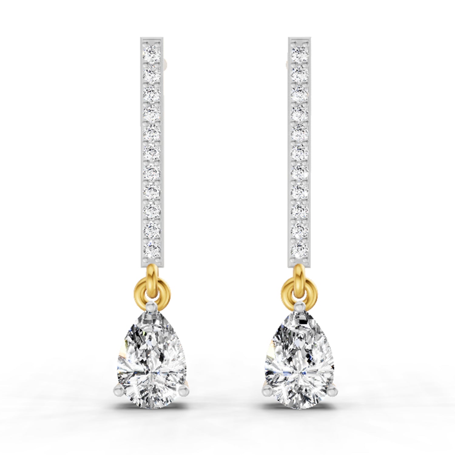 1.11 Ct Pear Shape Dangle Diamond Earrings | 14K Rose Gold