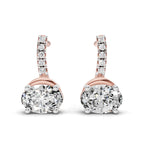 1.13 Ct Oval Shape Dangle Diamond Earrings | 14K Rose Gold