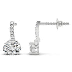 1.13 Ct Oval Shape Dangle Diamond Earrings | 14K Rose Gold