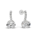 1.13 Ct Oval Shape Dangle Diamond Earrings | 14K Rose Gold
