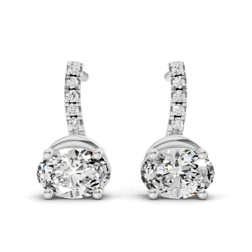 1.13 Ct Oval Shape Dangle Diamond Earrings | 14K Rose Gold
