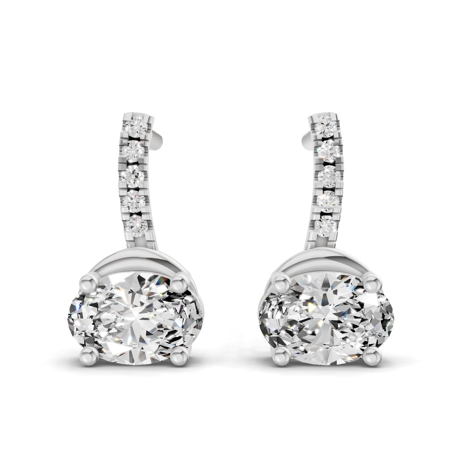 1.13 Ct Oval Shape Dangle Diamond Earrings | 14K Rose Gold