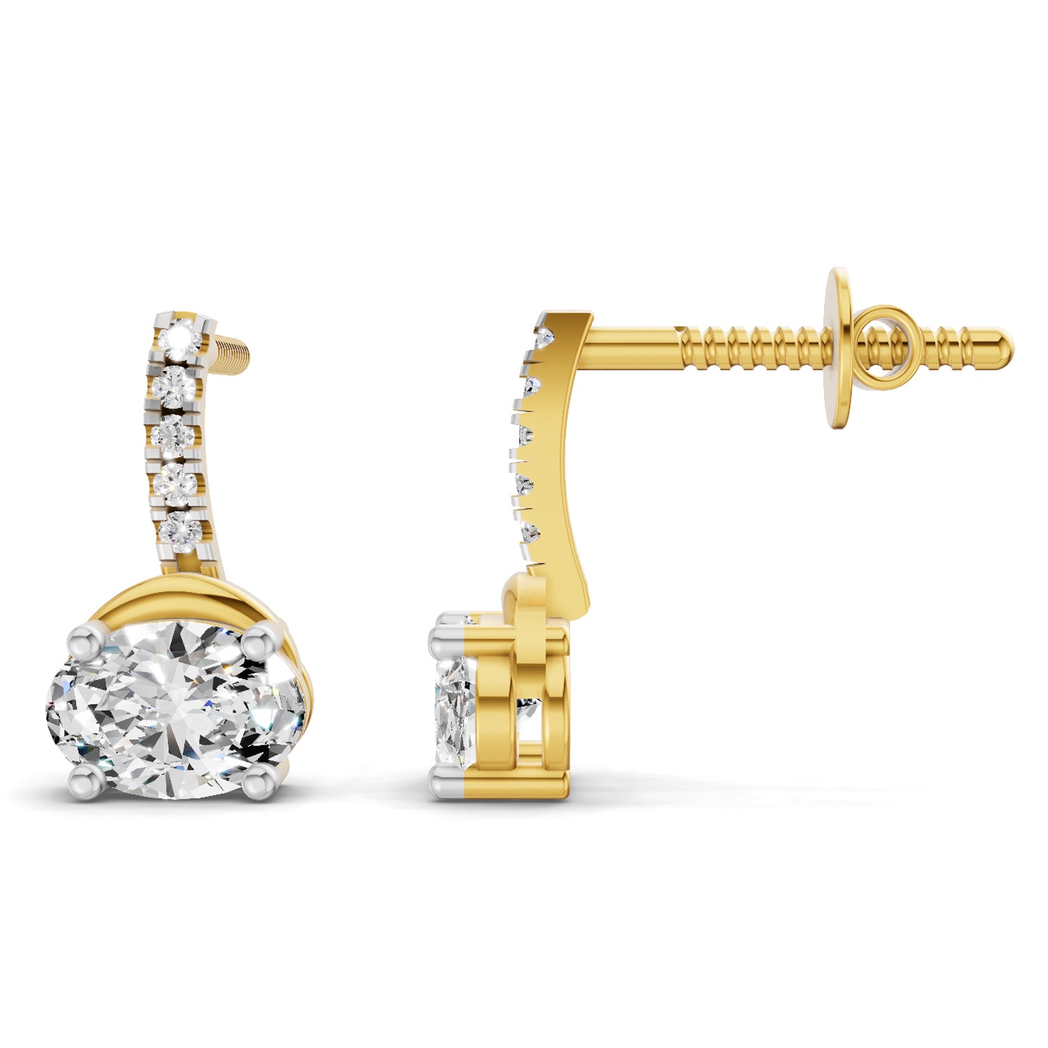 1.13 Ct Oval Shape Dangle Diamond Earrings | 14K Rose Gold