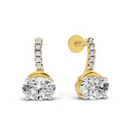 1.13 Ct Oval Shape Dangle Diamond Earrings | 14K Rose Gold
