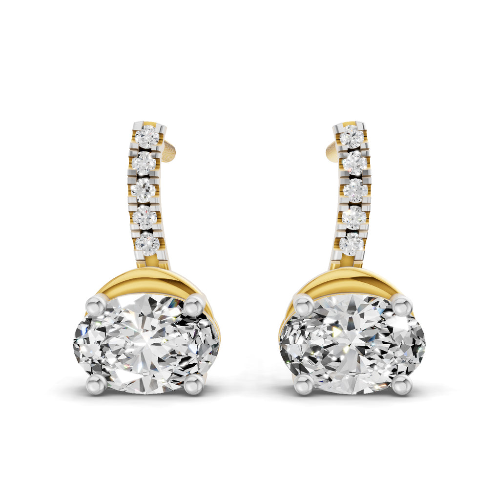 1.13 Ct Oval Shape Dangle Diamond Earrings | 14K Rose Gold