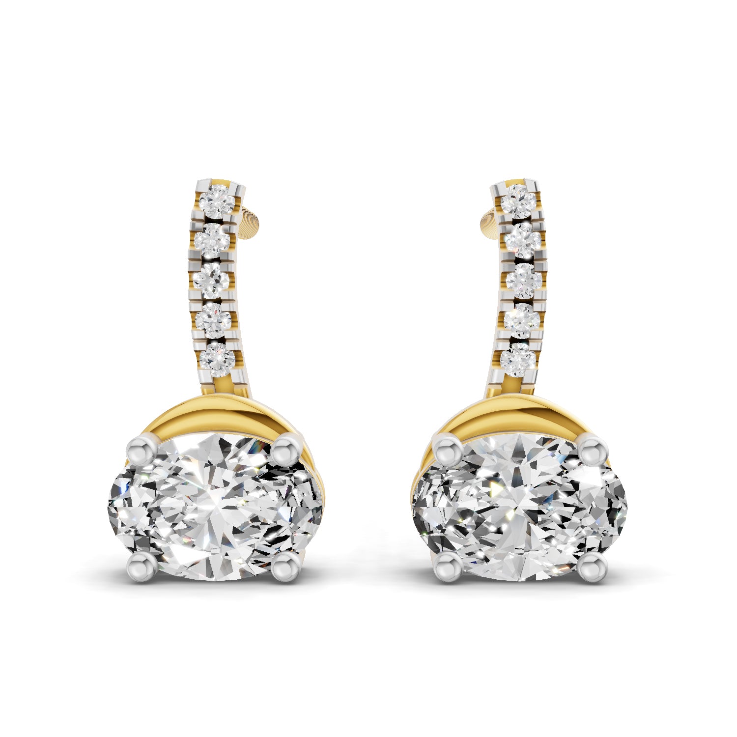 1.13 Ct Oval Shape Dangle Diamond Earrings | 14K Rose Gold