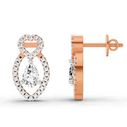 1.45 Ct Pear Shape Diamond Stud Earrings | 14K Rose Gold