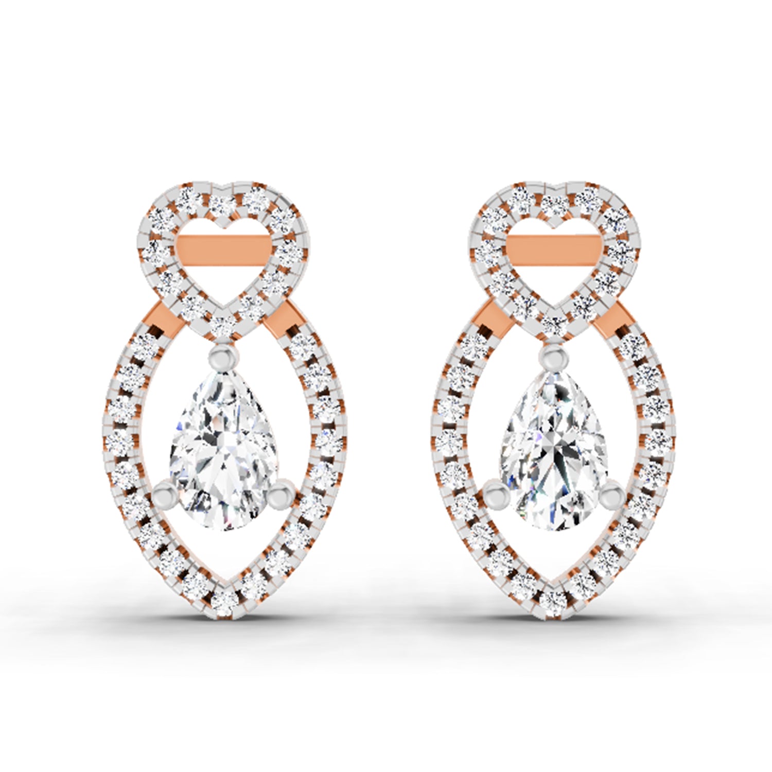 1.45 Ct Pear Shape Diamond Stud Earrings | 14K Rose Gold