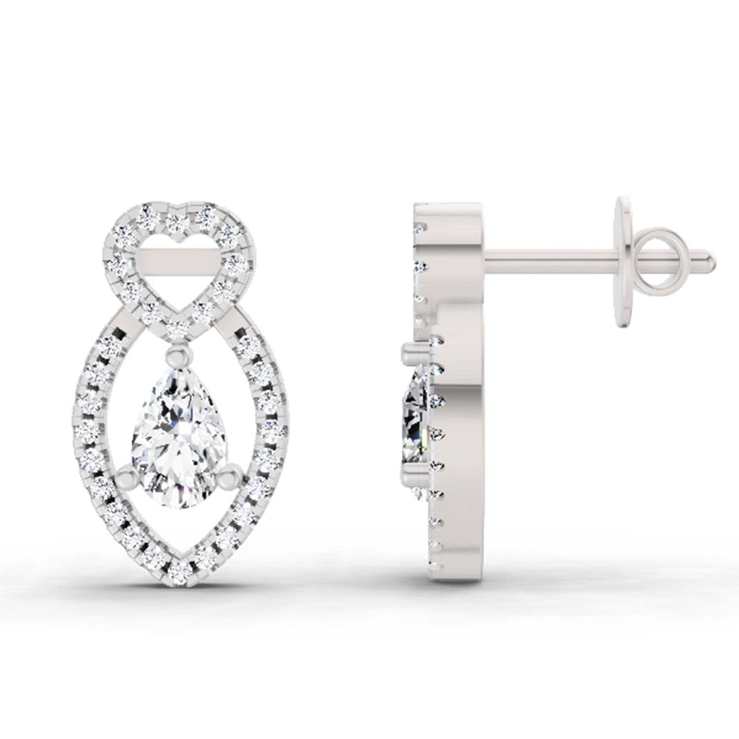 1.45 Ct Pear Shape Diamond Stud Earrings | 14K Rose Gold