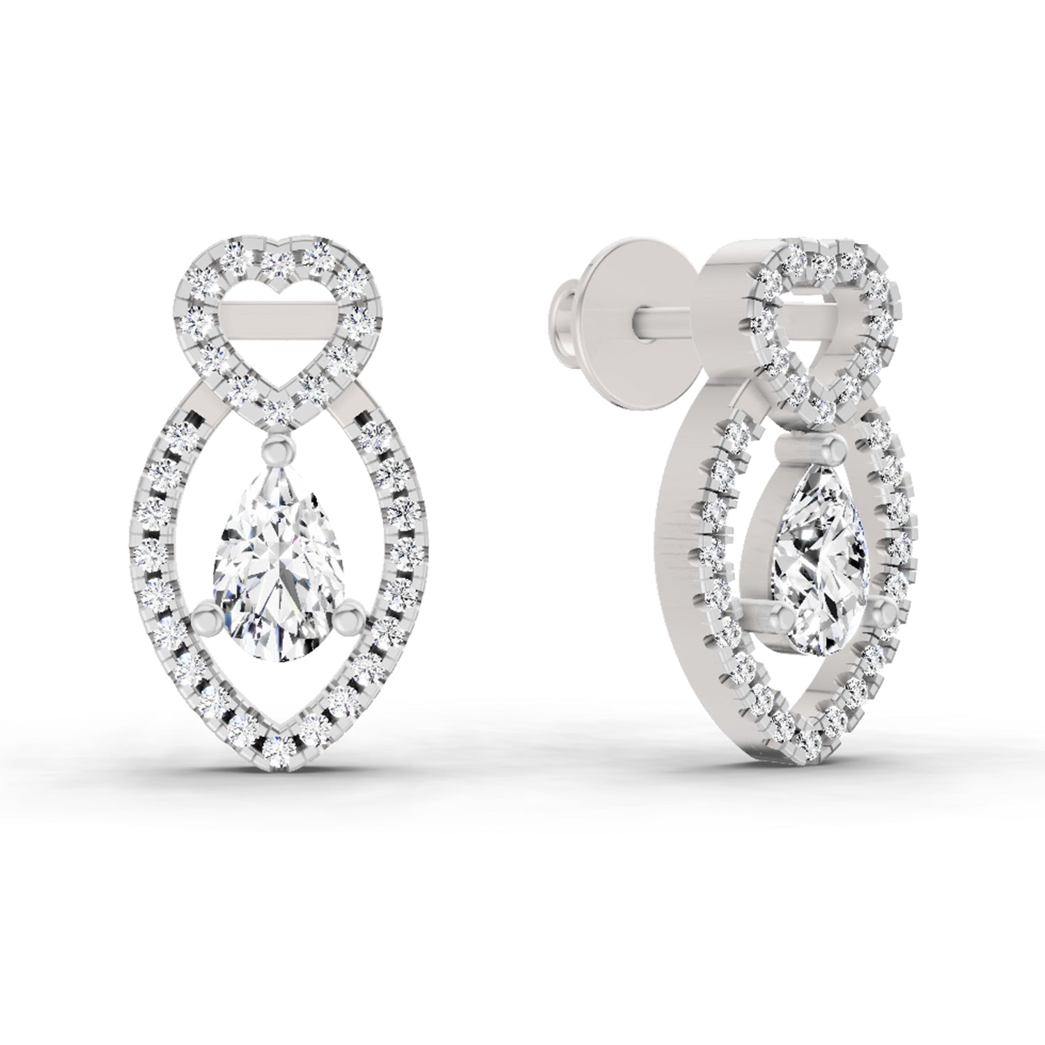 1.45 Ct Pear Shape Diamond Stud Earrings | 14K Rose Gold