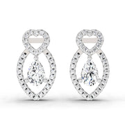 1.45 Ct Pear Shape Diamond Stud Earrings | 14K White Gold