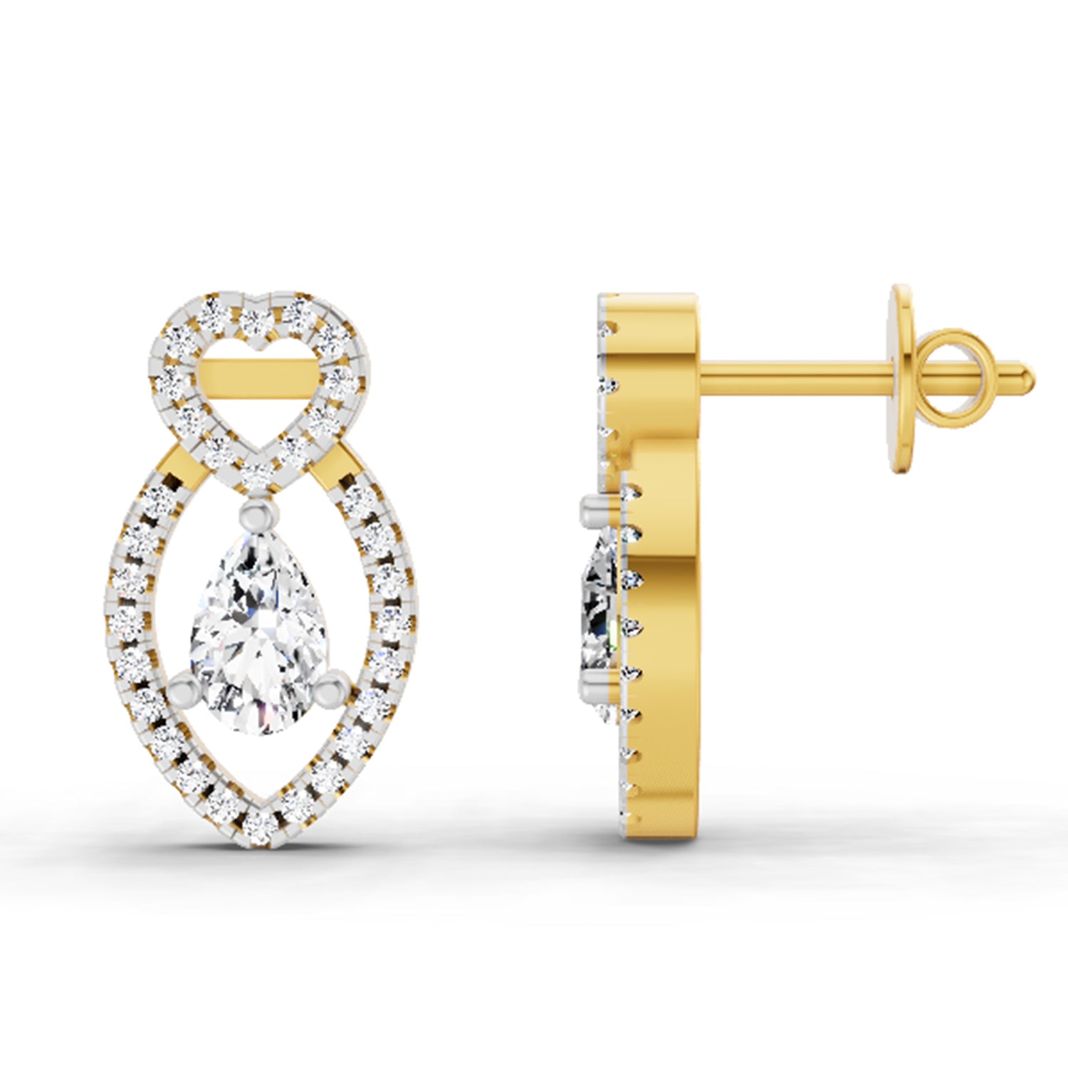 1.45 Ct Pear Shape Diamond Stud Earrings | 14K Rose Gold